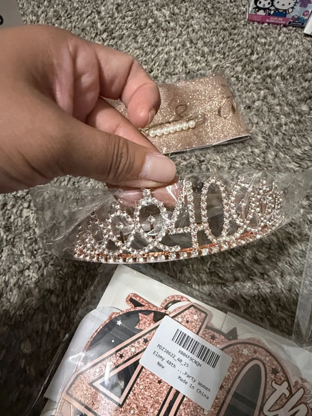 40th Birthday Cake Topper and Party Kit - Black and Rose Gold